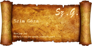 Szim Géza névjegykártya