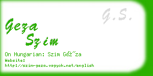 geza szim business card